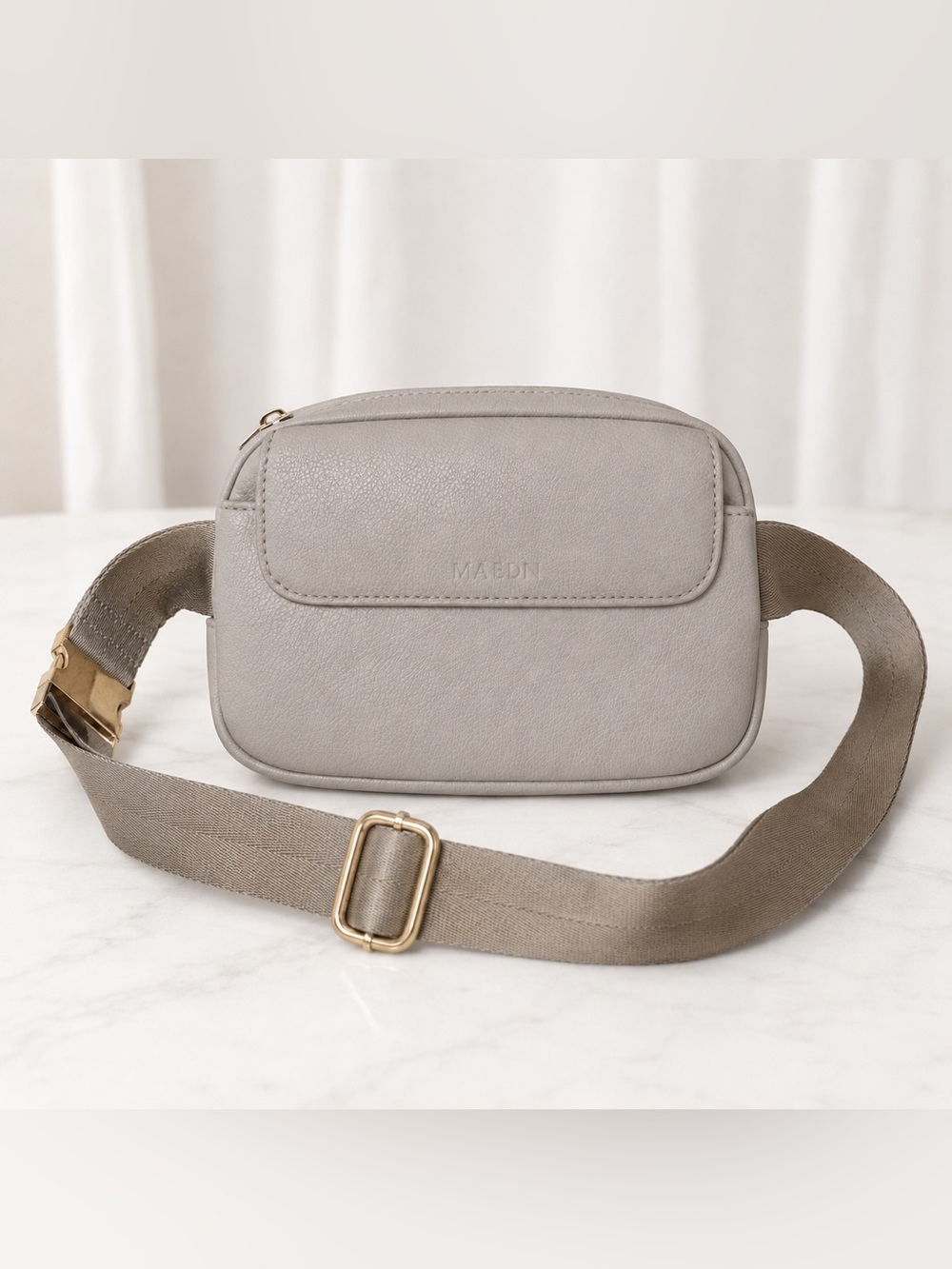 MAEDN Leather Crossbody belt bag Taupe